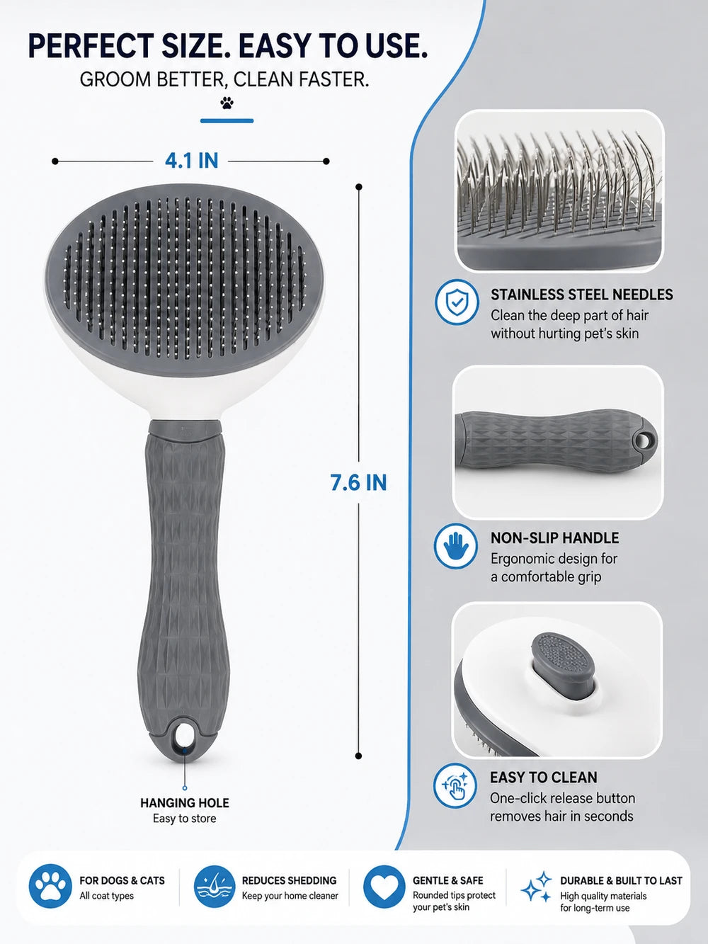 Self Cleaning Pet Grooming Brush