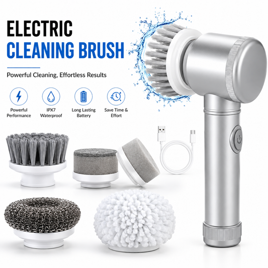 Electric Spin Scrubber, Bathroom Cordless Cleaning Brush Power Scrubber with 5 Replaceable Brush Heads, Electric Cleaning Brush
