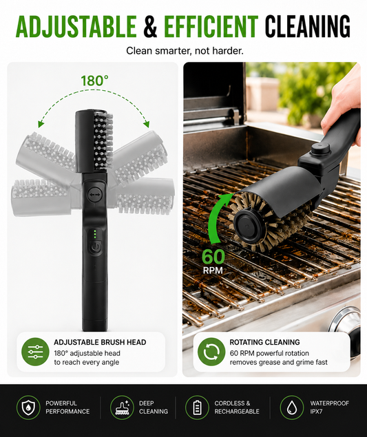 Electric Grill Brush, Multifunctional High Torque Grill Brush with 3-Speed Modes, 20kg Max Torque BBQ Cleaner Safe for Porcelain Cast Iron Stainless Steel, Reinforced Steel Bristles