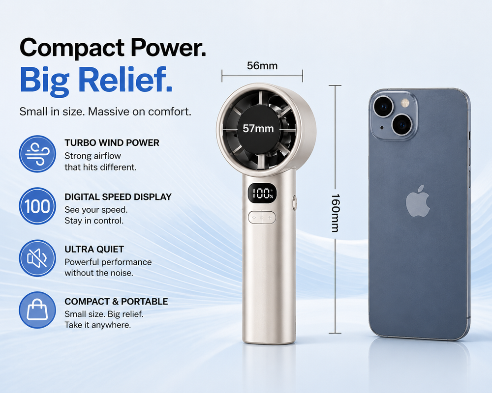 Handheld mini fan, powerful 400mAh wind speed, convenient USB charging, suitable for travel, outdoor activities, and summer