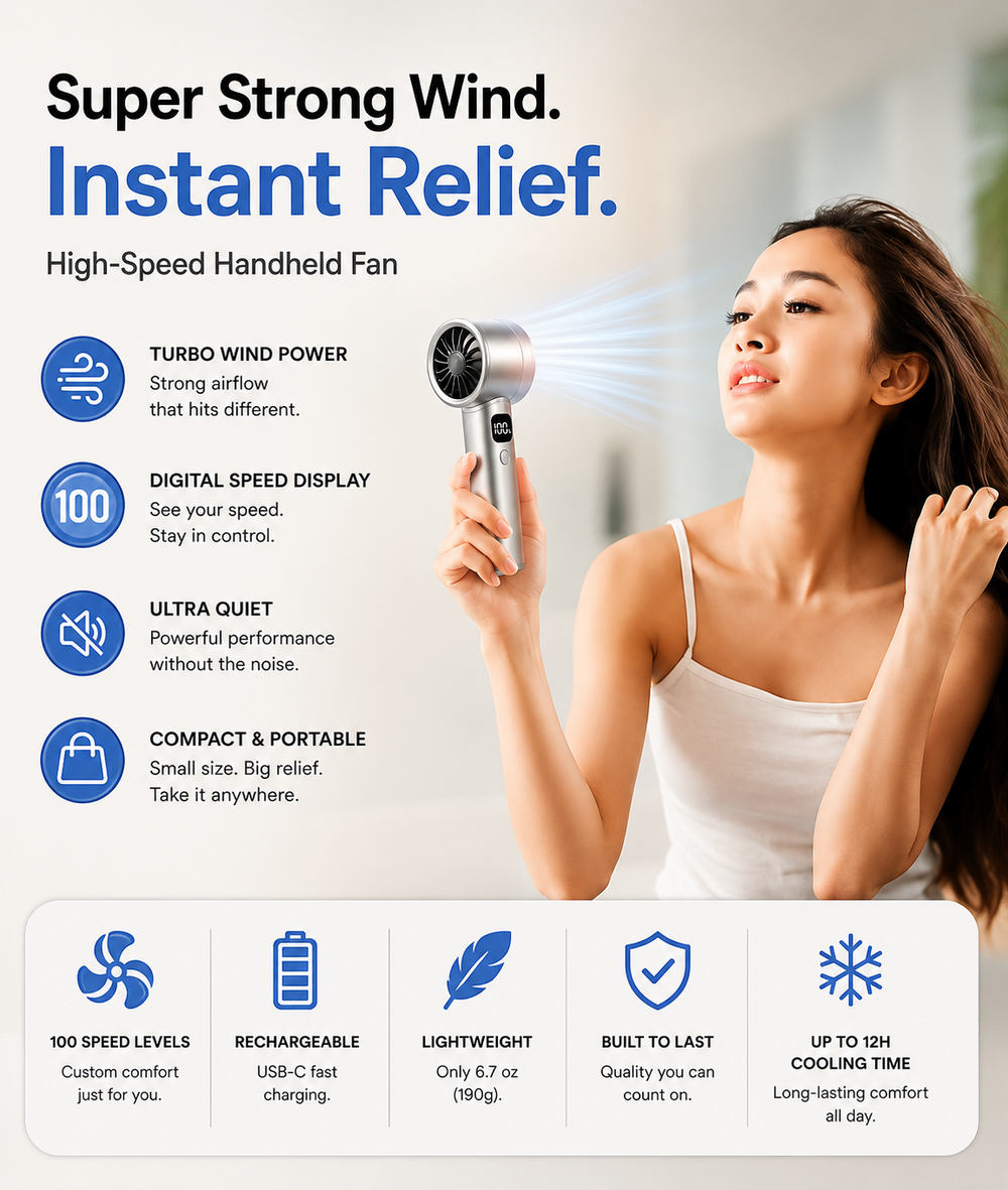 Handheld mini fan, powerful 400mAh wind speed, convenient USB charging, suitable for travel, outdoor activities, and summer