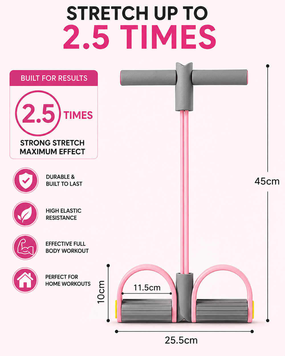Resistance Bands 4-Tube Yoga Pedal Puller Resistance Band Elastic Pull Rope Fitness Equipment for Abdomen Waist Arm Training