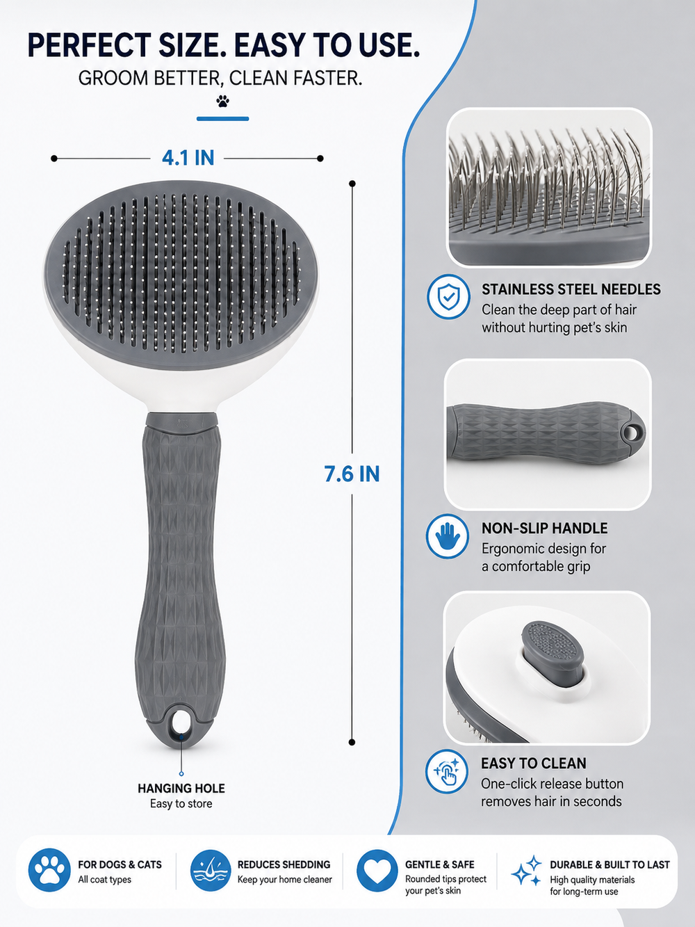 Pet Dog Brush Cat Comb Self Cleaning Pet Hair Remover Brush For Dogs Cats Grooming Tools Pets Dematting Comb Dogs Accessories