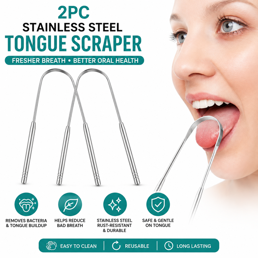 “Vezmora FreshBreath™ Stainless Steel Tongue Scraper”
