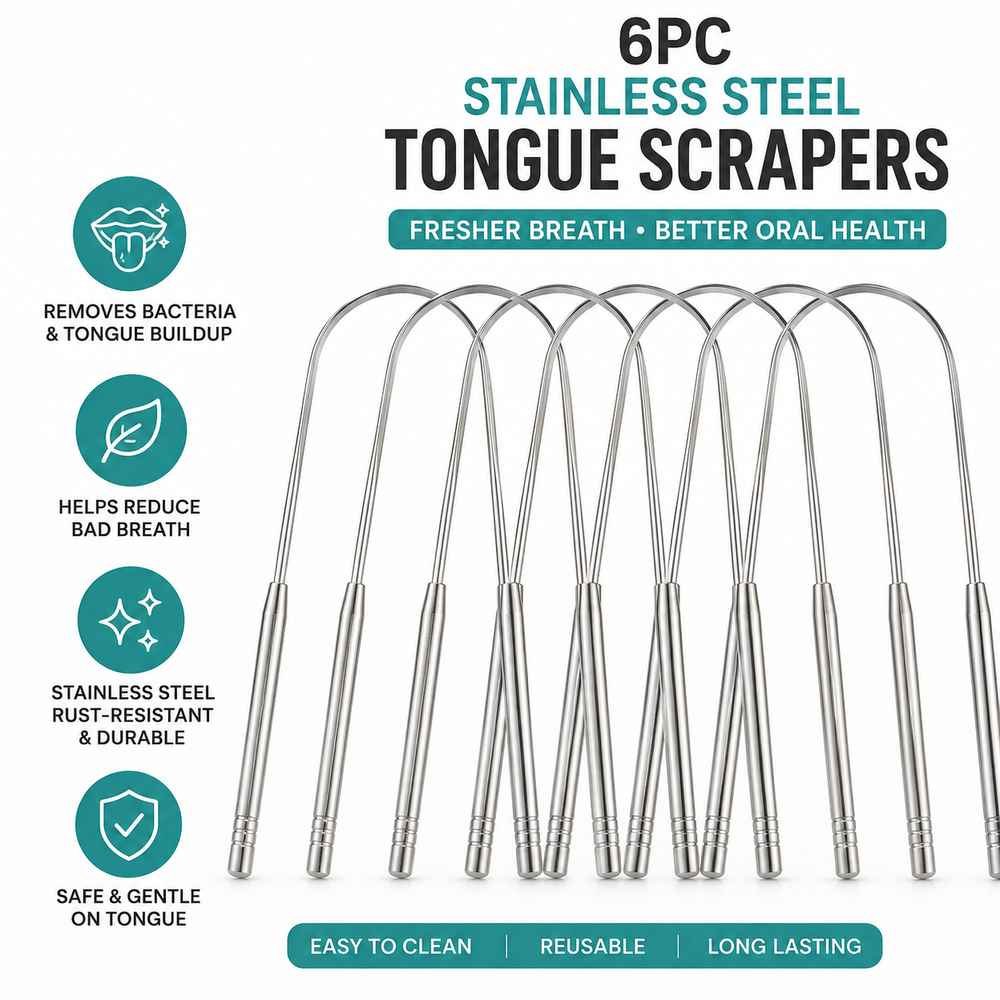“Vezmora FreshBreath™ Stainless Steel Tongue Scraper”